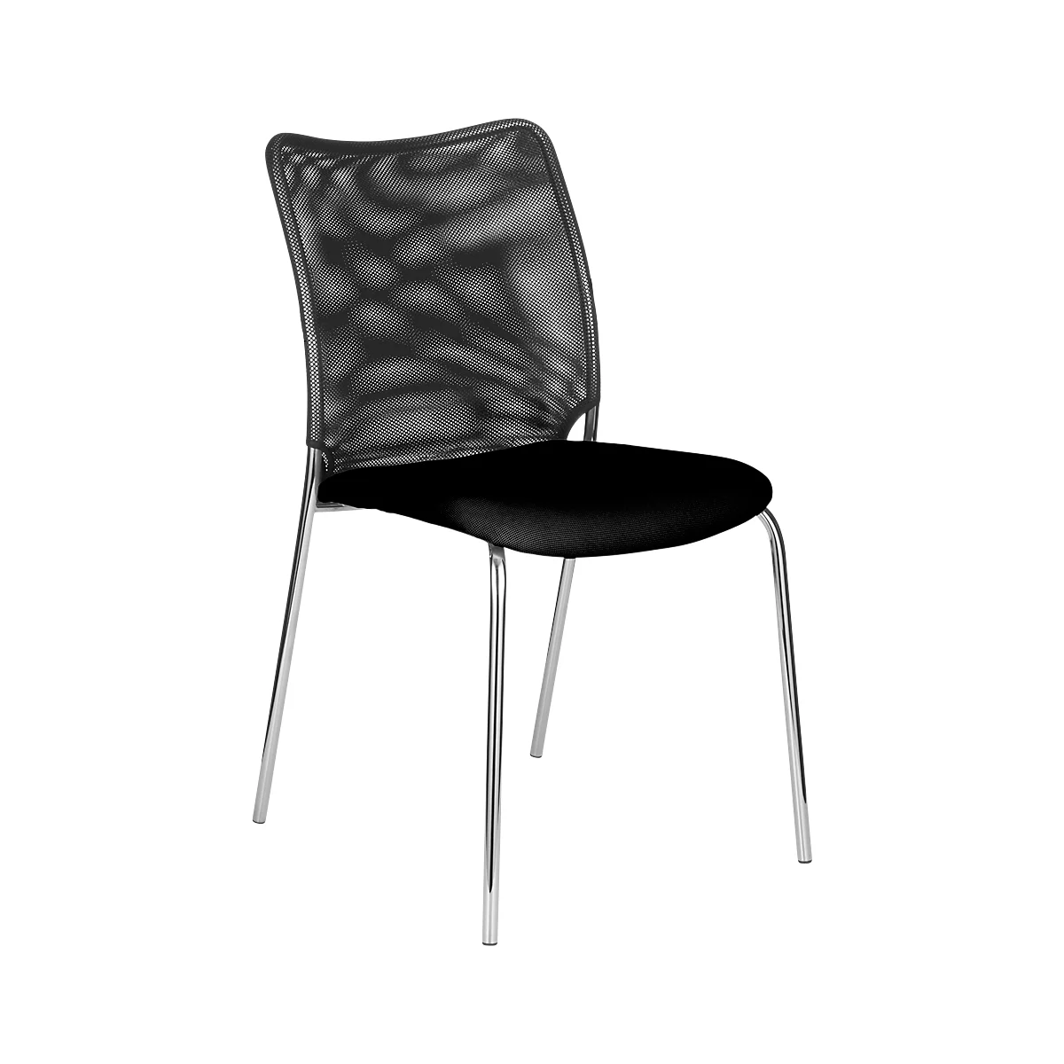 Chaise de réunion Sun, sans accoudoirs, piètement chromé, noir
