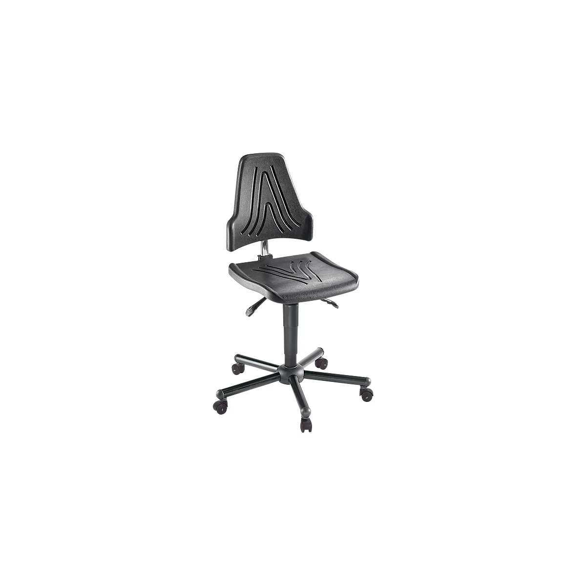 Chaise de travail pivotante XXL meychair Workster Pro W19-11361, conductible électriquement, avec roulettes, réglable en hauteur, jusqu'à 250 kg, mousse de polyuréthane, résistante aux désinfectants, noir
