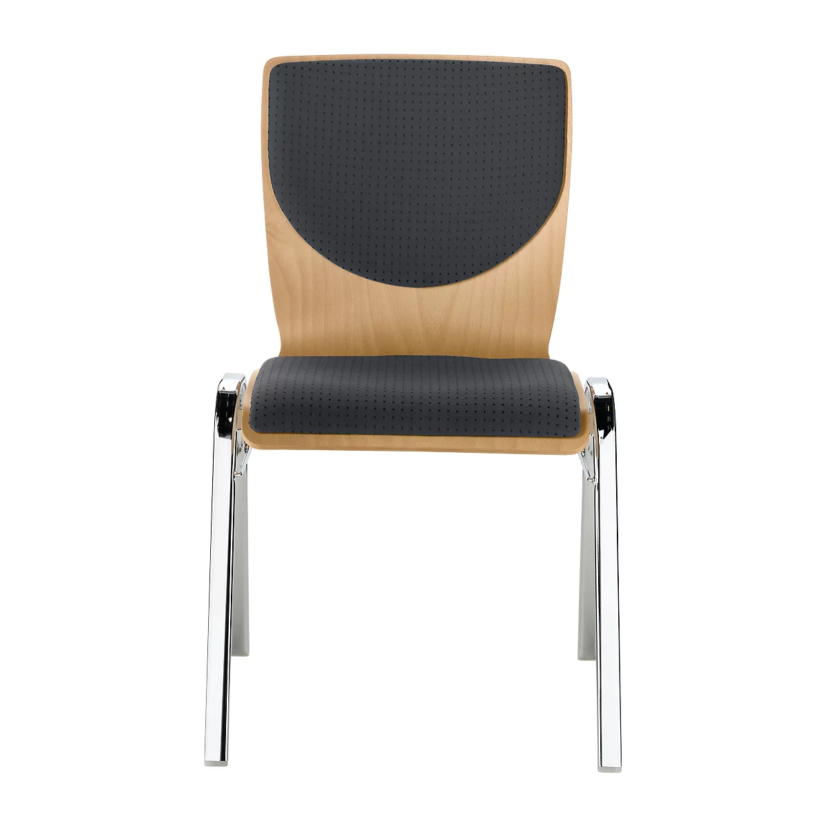 Chaise empilable 7450, siège moulé, soutien lombaire, Dossier rembourré, sans accoudoirs, Tissu de revêtement Point/Trevira CS, gris