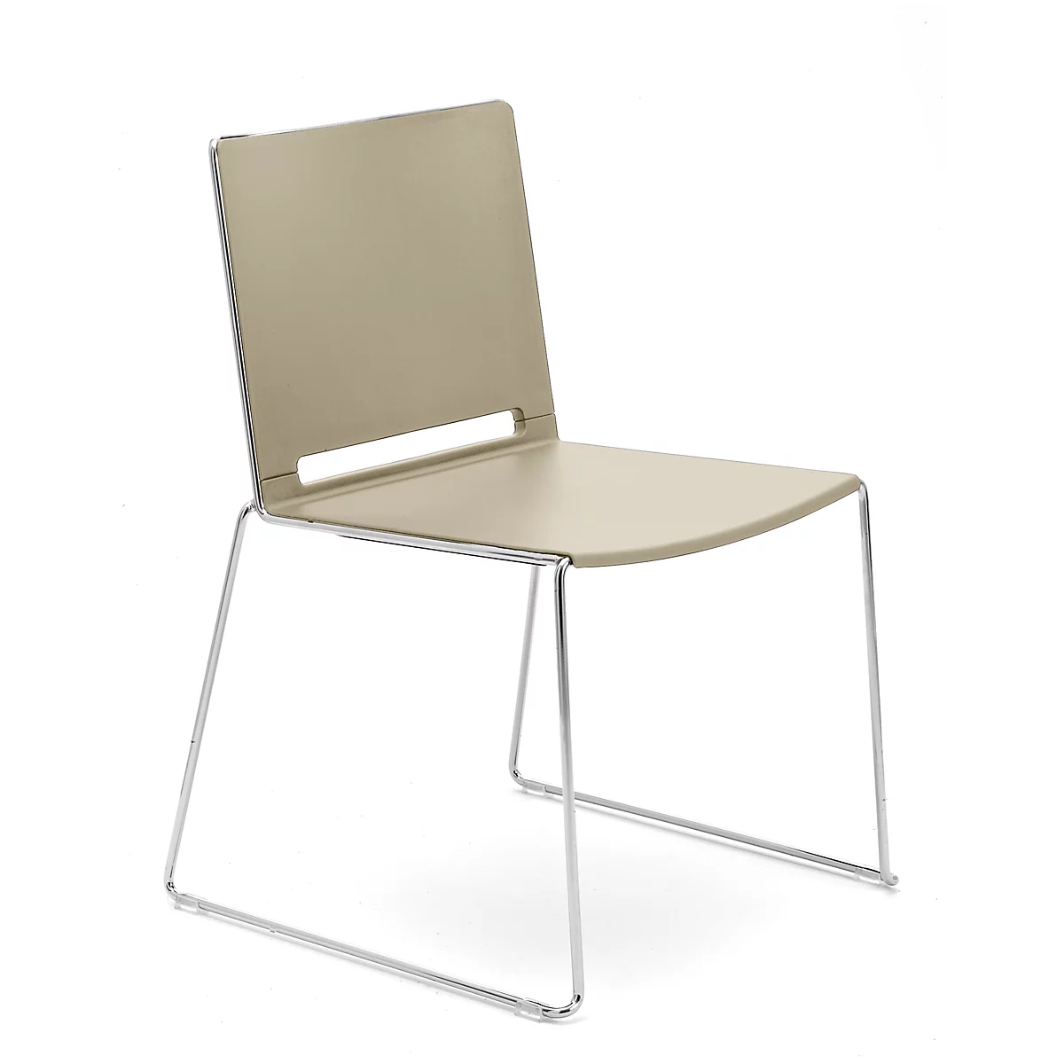 Chaise empilable ILike, patins en plastique inclus, armature chromée, sable, 4 p.