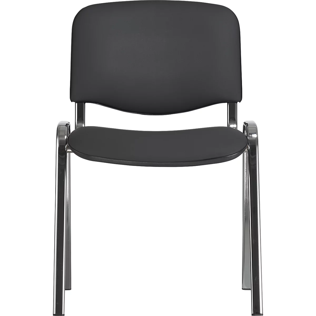 Chaise empilable ISO Basic, imitation cuir, résistante aux désinfectants, châssis chromé