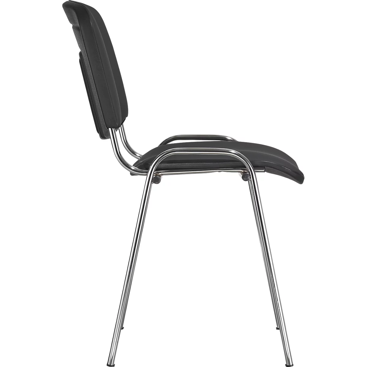 Chaise empilable ISO Basic, imitation cuir, résistante aux désinfectants, châssis chromé