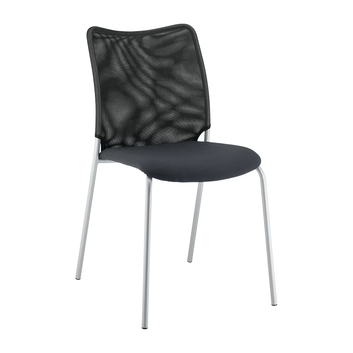 Chaise quatre pieds Sun, sans accoudoirs, alu argent/noir