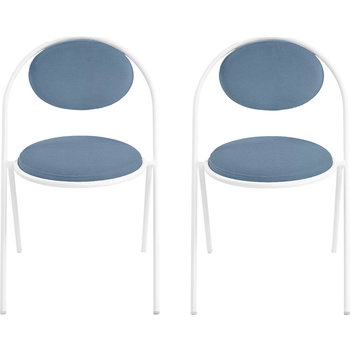 Chaise Saturne Meet by Paperflow - l. 520 x P 540 x H 820 mm - tube d'acier blanc - similicuir bleu