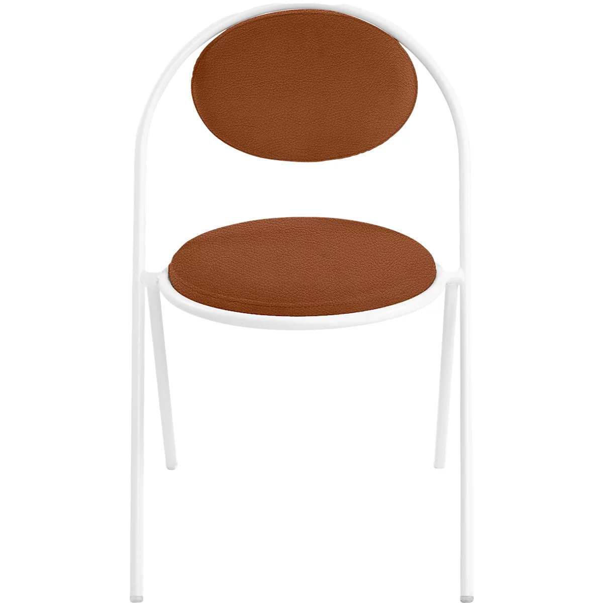 Chaise Saturne Meet by Paperflow - l. 520 x P 540 x H 820 mm - tube d'acier blanc - similicuir rouille