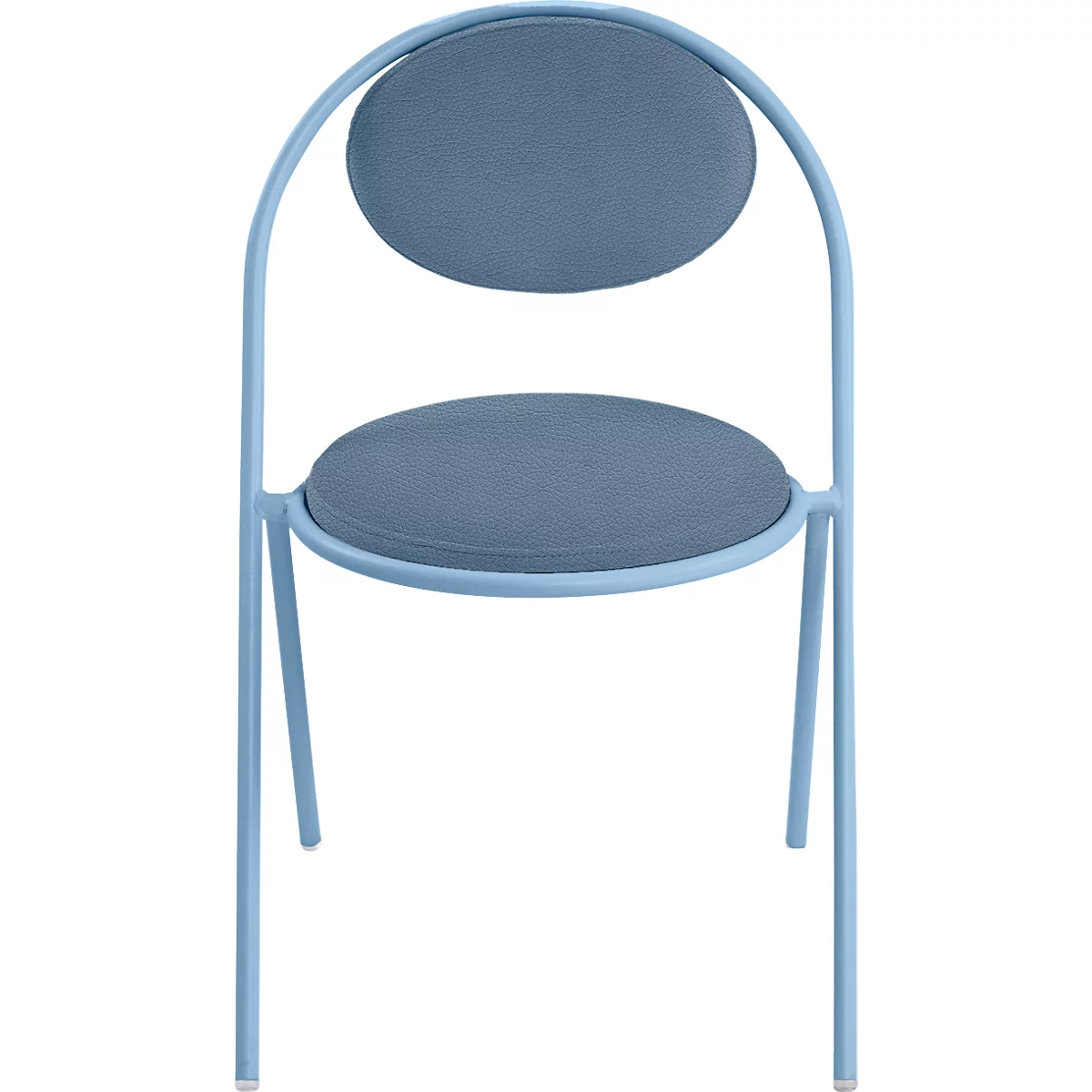 Chaise Saturne Meet by Paperflow - l. 520 x P 540 x H 820 mm - tube d'acier bleu - similicuir bleu