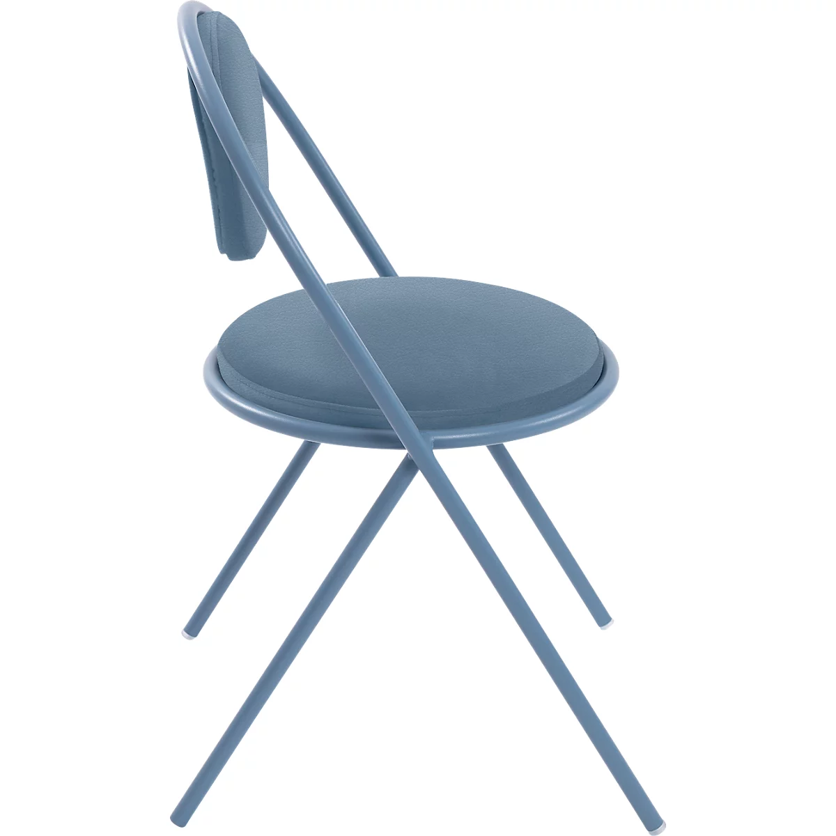 Chaise Saturne Meet by Paperflow - l. 520 x P 540 x H 820 mm - tube d'acier bleu - similicuir bleu