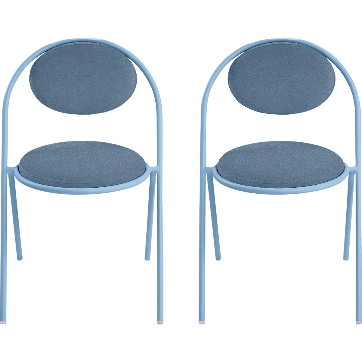 Chaise Saturne Meet by Paperflow - l. 520 x P 540 x H 820 mm - tube d'acier bleu - similicuir bleu
