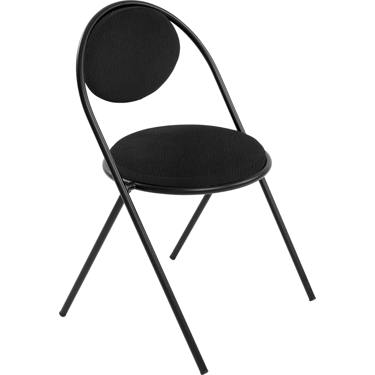 Chaise Saturne Meet by Paperflow - l. 520 x P 540 x H 820 mm - tube d'acier noir - similicuir noir