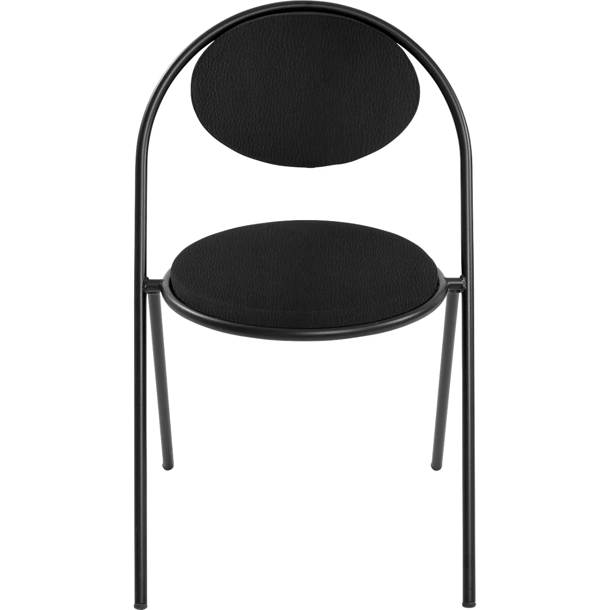 Chaise Saturne Meet by Paperflow - l. 520 x P 540 x H 820 mm - tube d'acier noir - similicuir noir