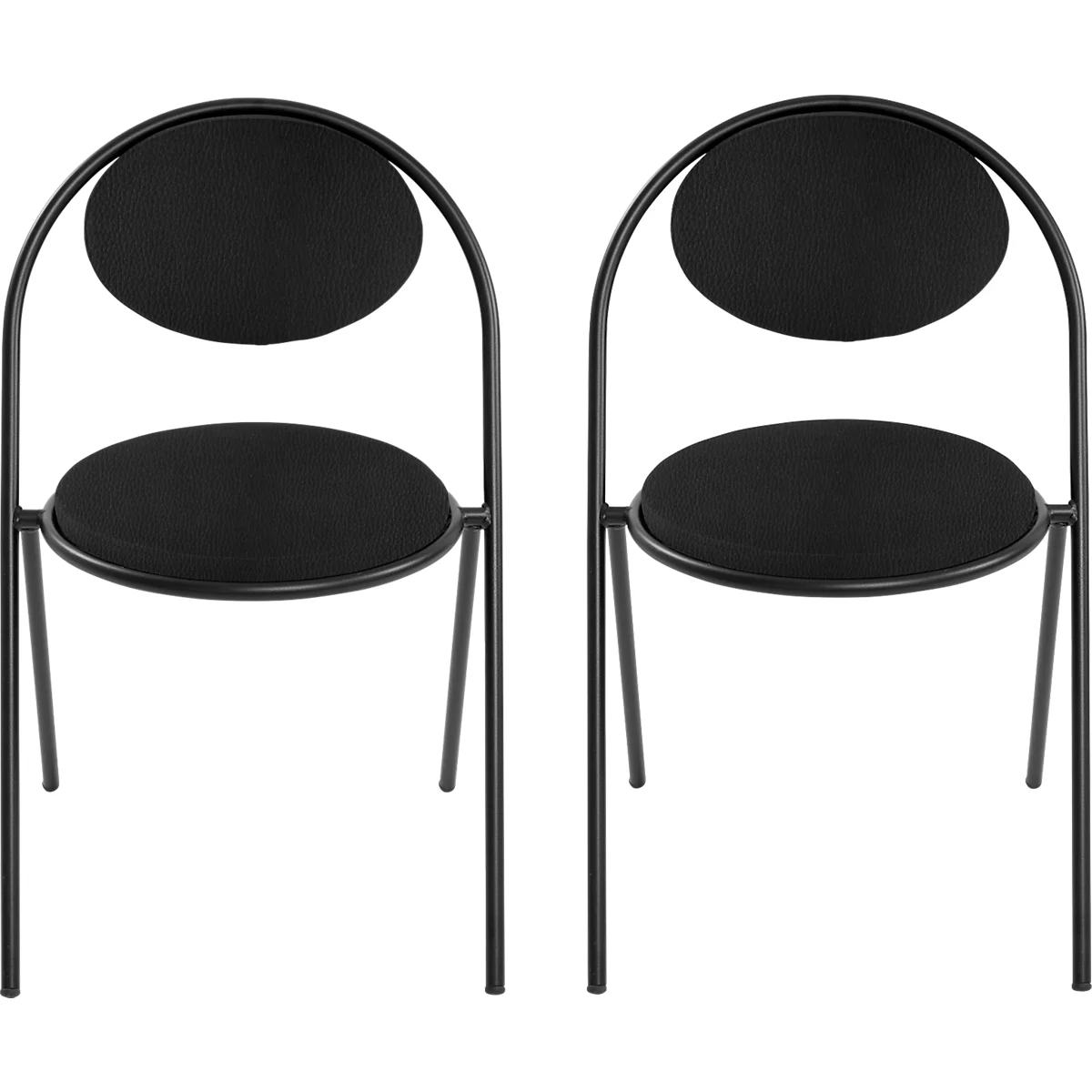 Chaise Saturne Meet by Paperflow - l. 520 x P 540 x H 820 mm - tube d'acier noir - similicuir noir