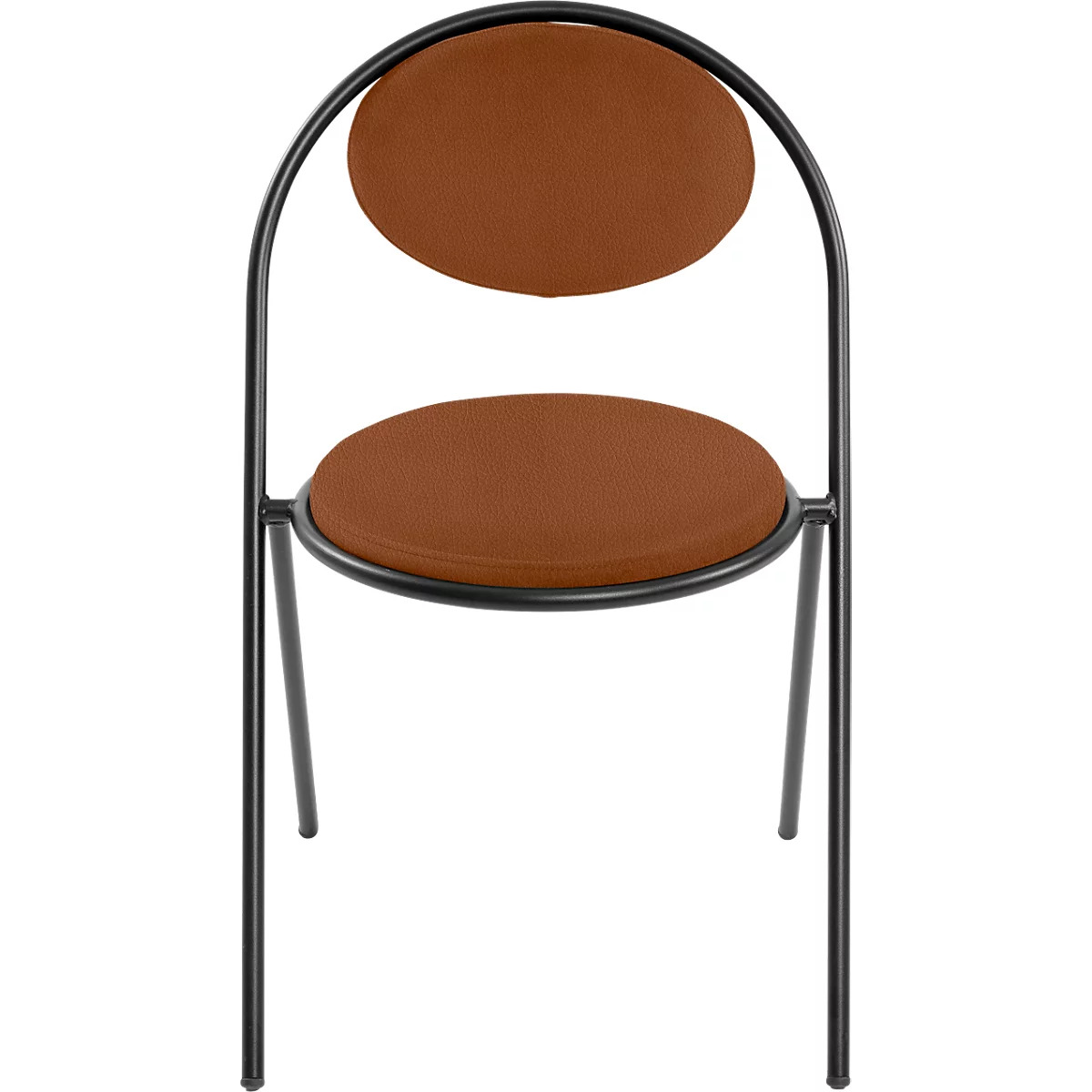Chaise Saturne Meet by Paperflow - l. 520 x P 540 x H 820 mm - tube d'acier noir - similicuir rouille