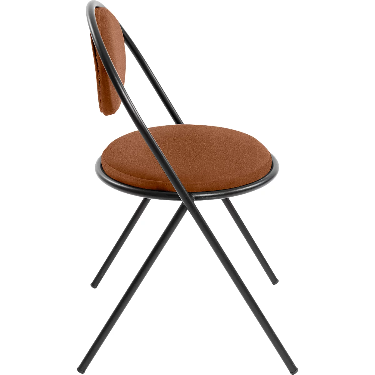 Chaise Saturne Meet by Paperflow - l. 520 x P 540 x H 820 mm - tube d'acier noir - similicuir rouille