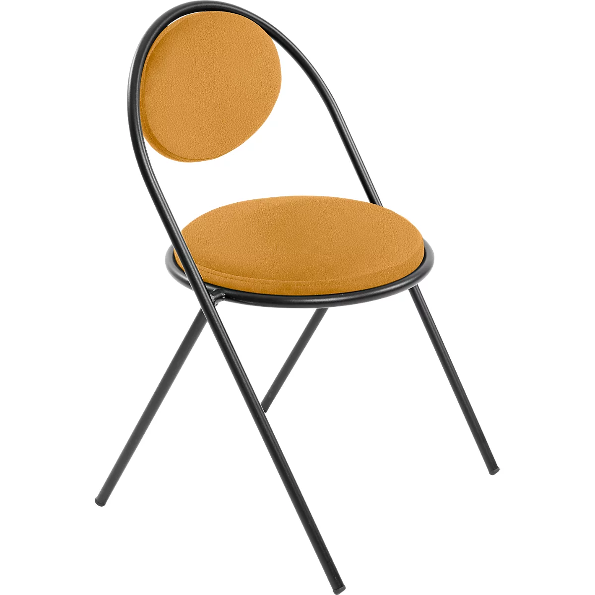 Chaise Saturne Meet by Paperflow - l. 520 x P 540 x H 820 mm - tube d'acier noir - similicuir safran