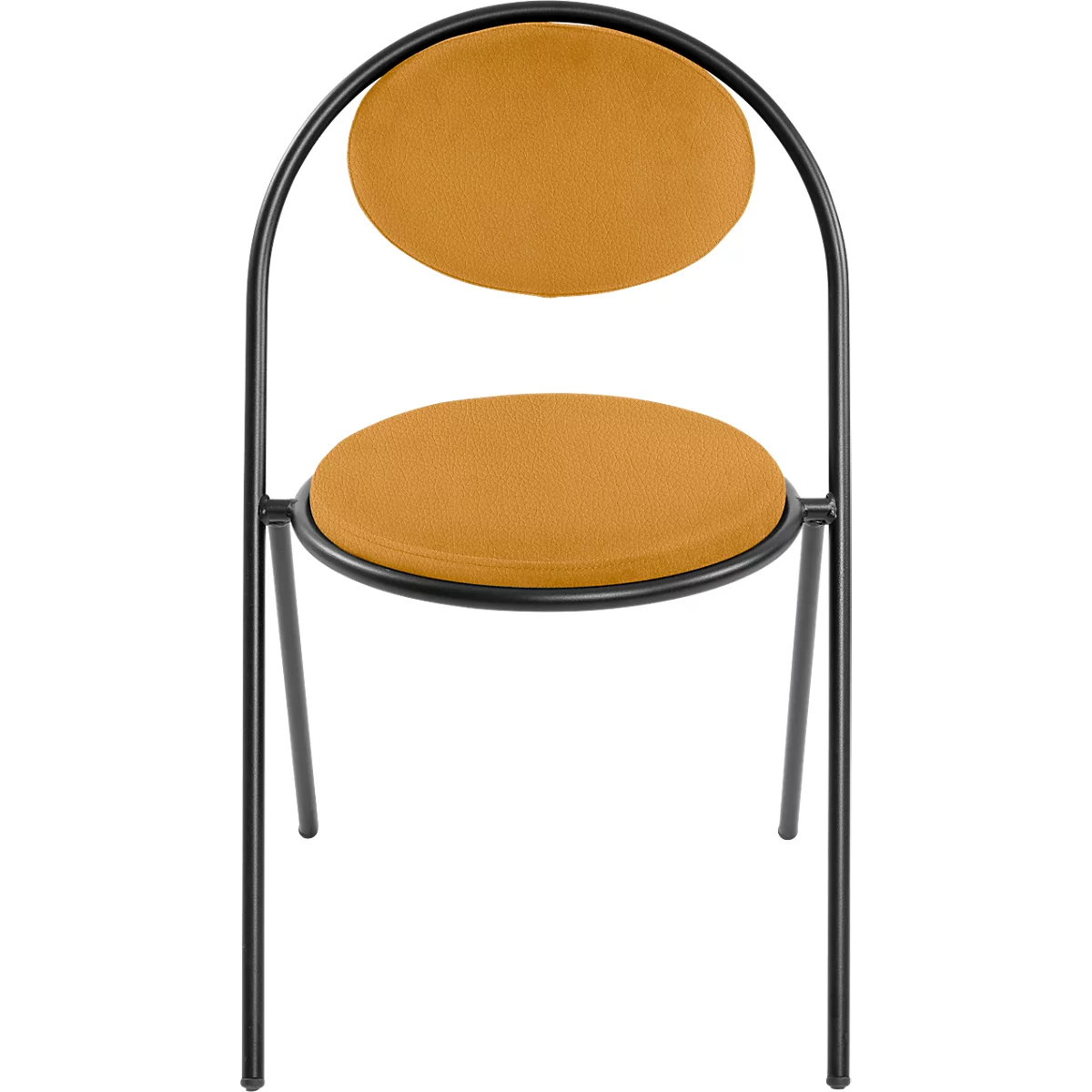 Chaise Saturne Meet by Paperflow - l. 520 x P 540 x H 820 mm - tube d'acier noir - similicuir safran