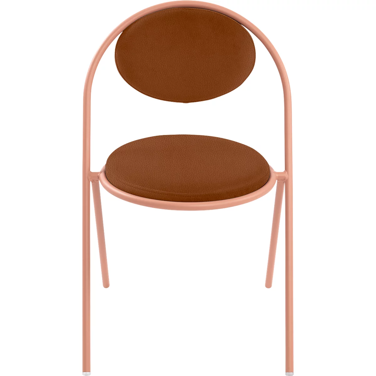 Chaise Saturne Meet by Paperflow - l. 520 x P 540 x H 820 mm - tube d'acier rose - similicuir rouille