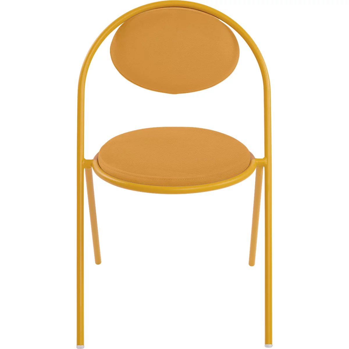 Chaise Saturne Meet by Paperflow - l. 520 x P 540 x H 820 mm - tube d'acier safran - similicuir safran - lot de 2