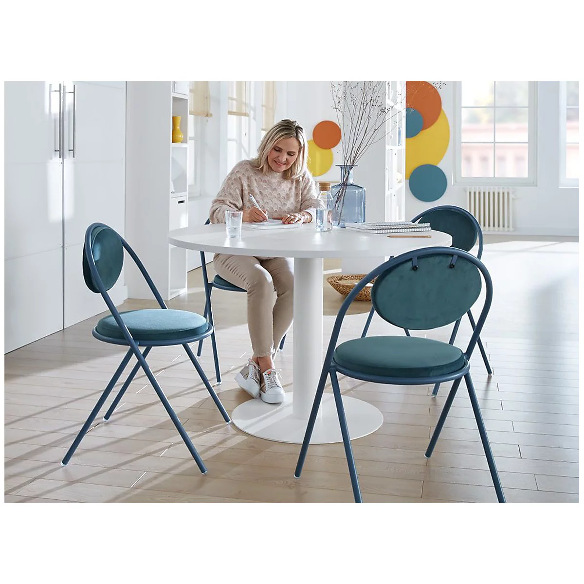 Chaise Saturne Meet by Paperflow - l. 520 x P 540 x H 820 mm - tube d'acier - velours - set de 2