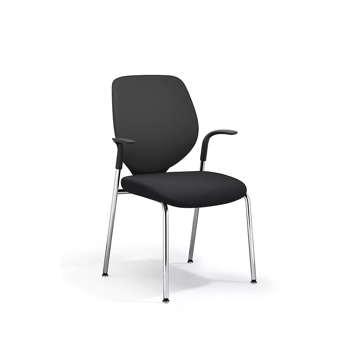 Chaise visiteur GIROFLEX 353,empilable, piètement chromé, avec accoudoirs, noir/noir