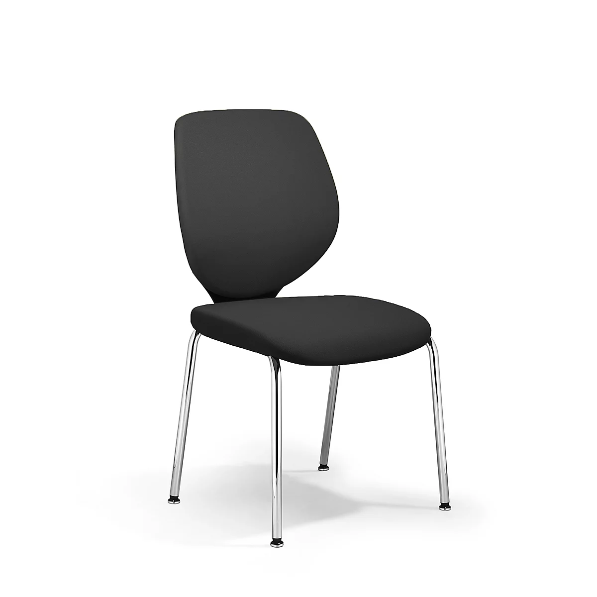 Chaise visiteur GIROFLEX 353,empilable, piètement chromé, sans accoudoirs, tissu noir/noir