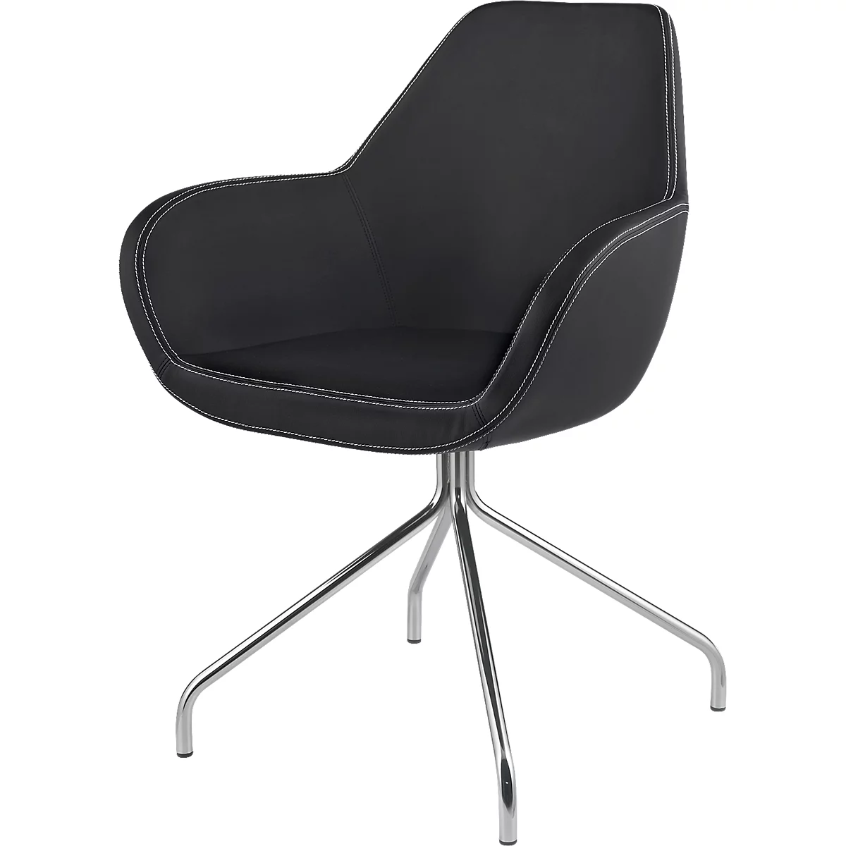 Chaise visiteur KONSIT, pied araignée, similicuir noir