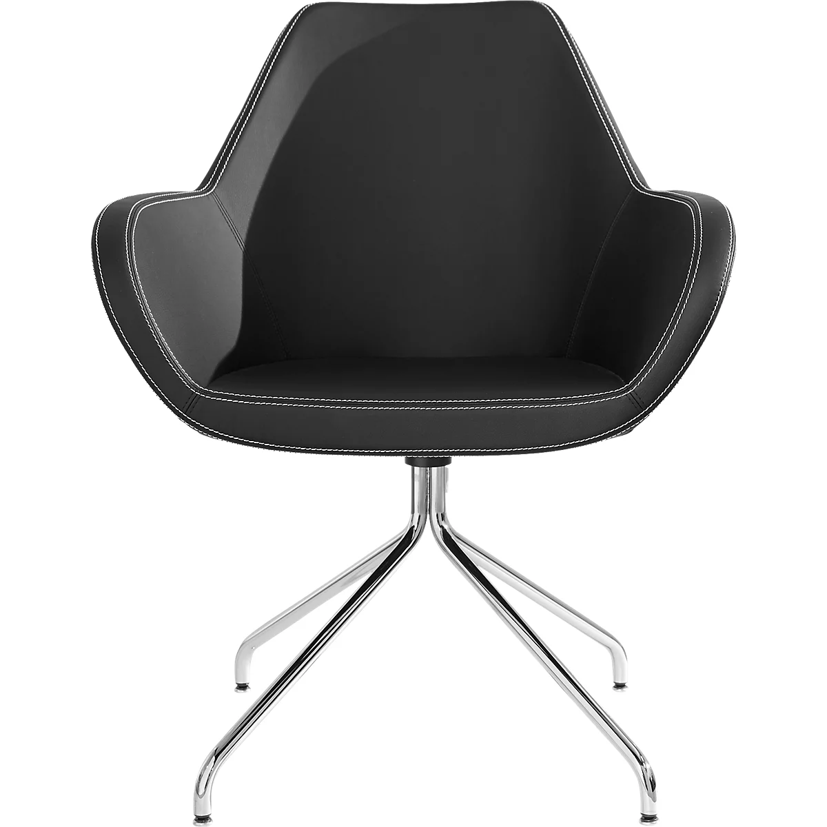 Chaise visiteur KONSIT, pied araignée, similicuir noir