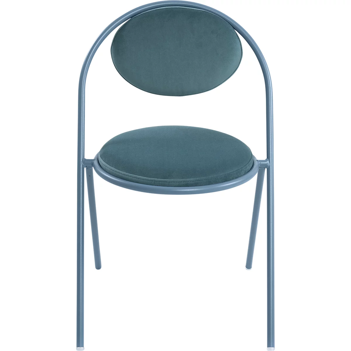 Chaises Saturne Meet by Paperflow - l. 520 x P 540 x H 820 mm - tube d'acier bleu - velours bleu - set de 2
