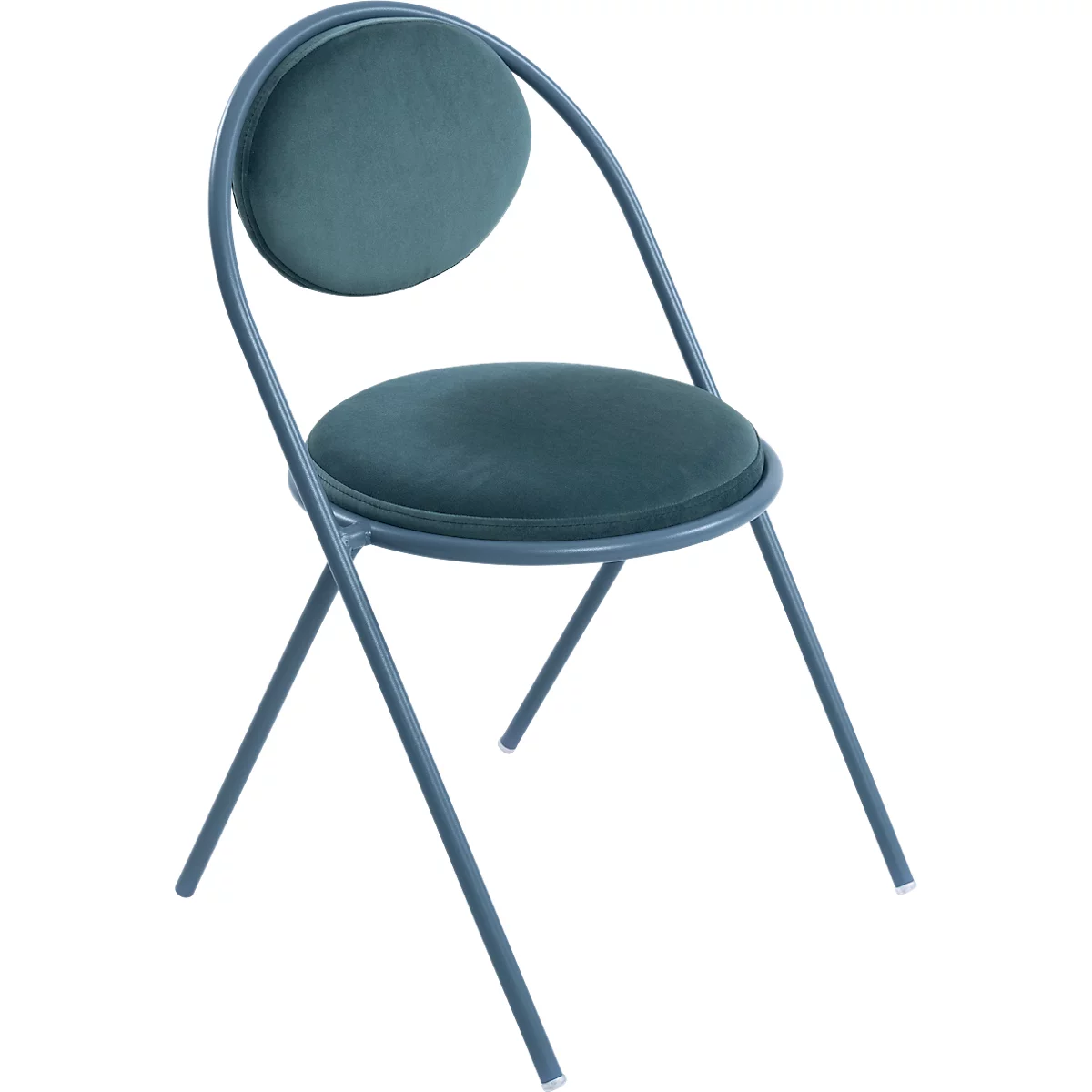 Chaises Saturne Meet by Paperflow - l. 520 x P 540 x H 820 mm - tube d'acier bleu - velours bleu - set de 2