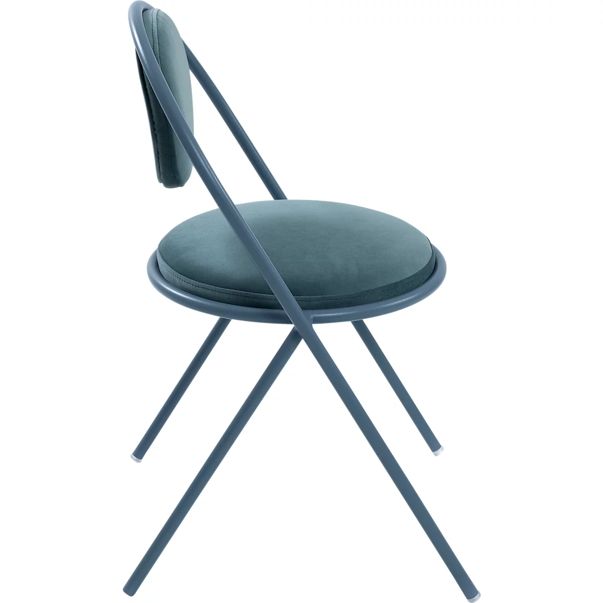 Chaises Saturne Meet by Paperflow - l. 520 x P 540 x H 820 mm - tube d'acier bleu - velours bleu - set de 2