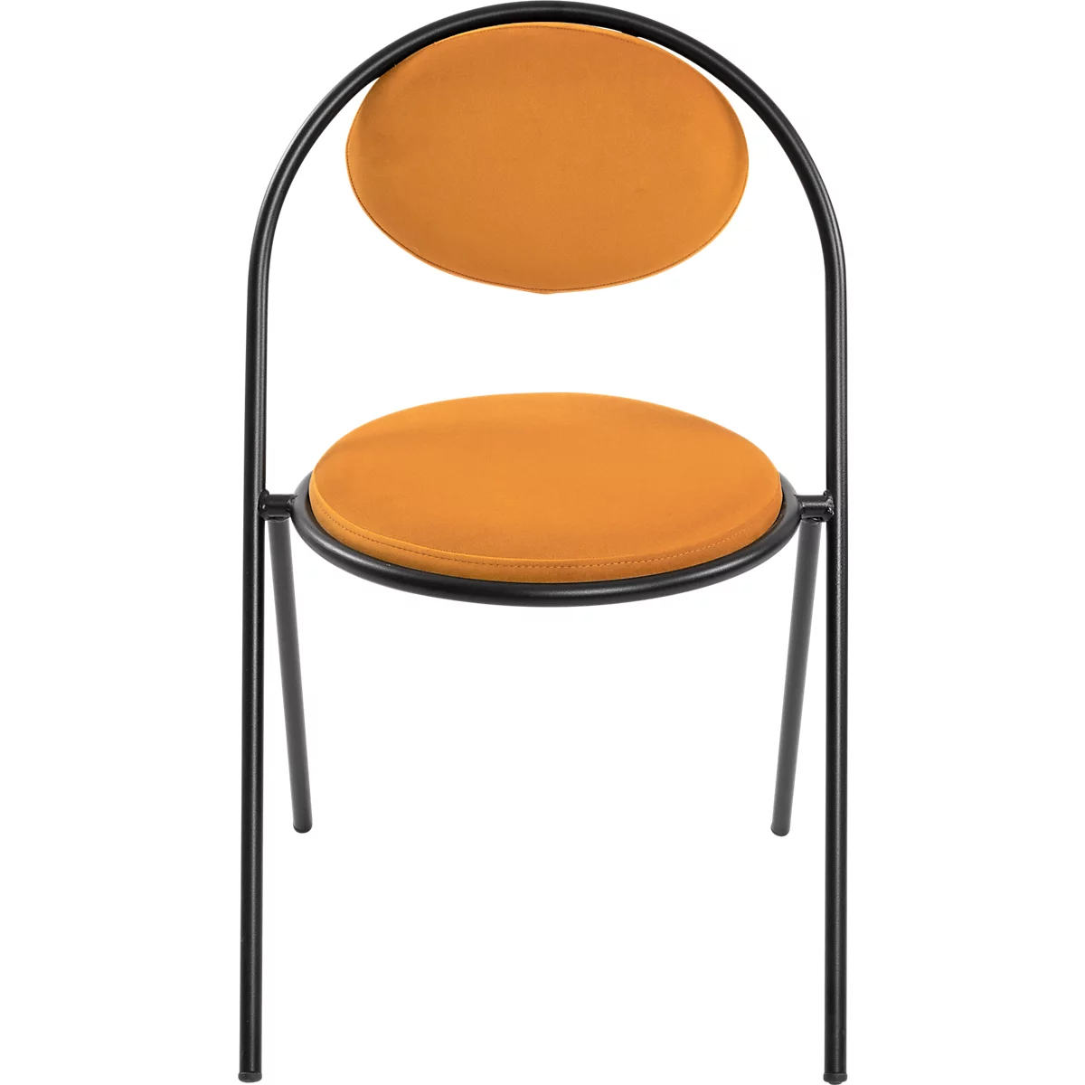 Chaises Saturne Meet by Paperflow - l. 520 x P 540 x H 820 mm - tube d'acier noir - velours safran - set de 2