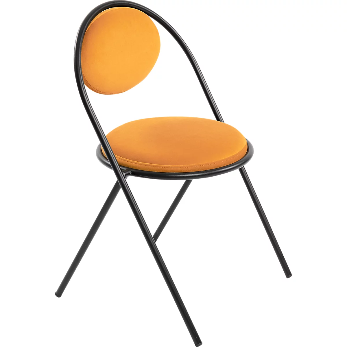 Chaises Saturne Meet by Paperflow - l. 520 x P 540 x H 820 mm - tube d'acier noir - velours safran - set de 2