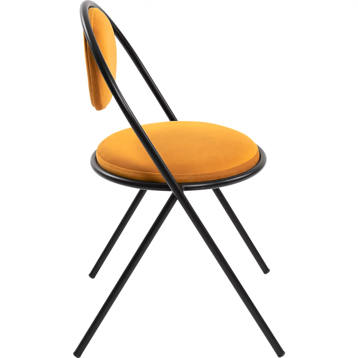 Chaises Saturne Meet by Paperflow - l. 520 x P 540 x H 820 mm - tube d'acier noir - velours safran - set de 2