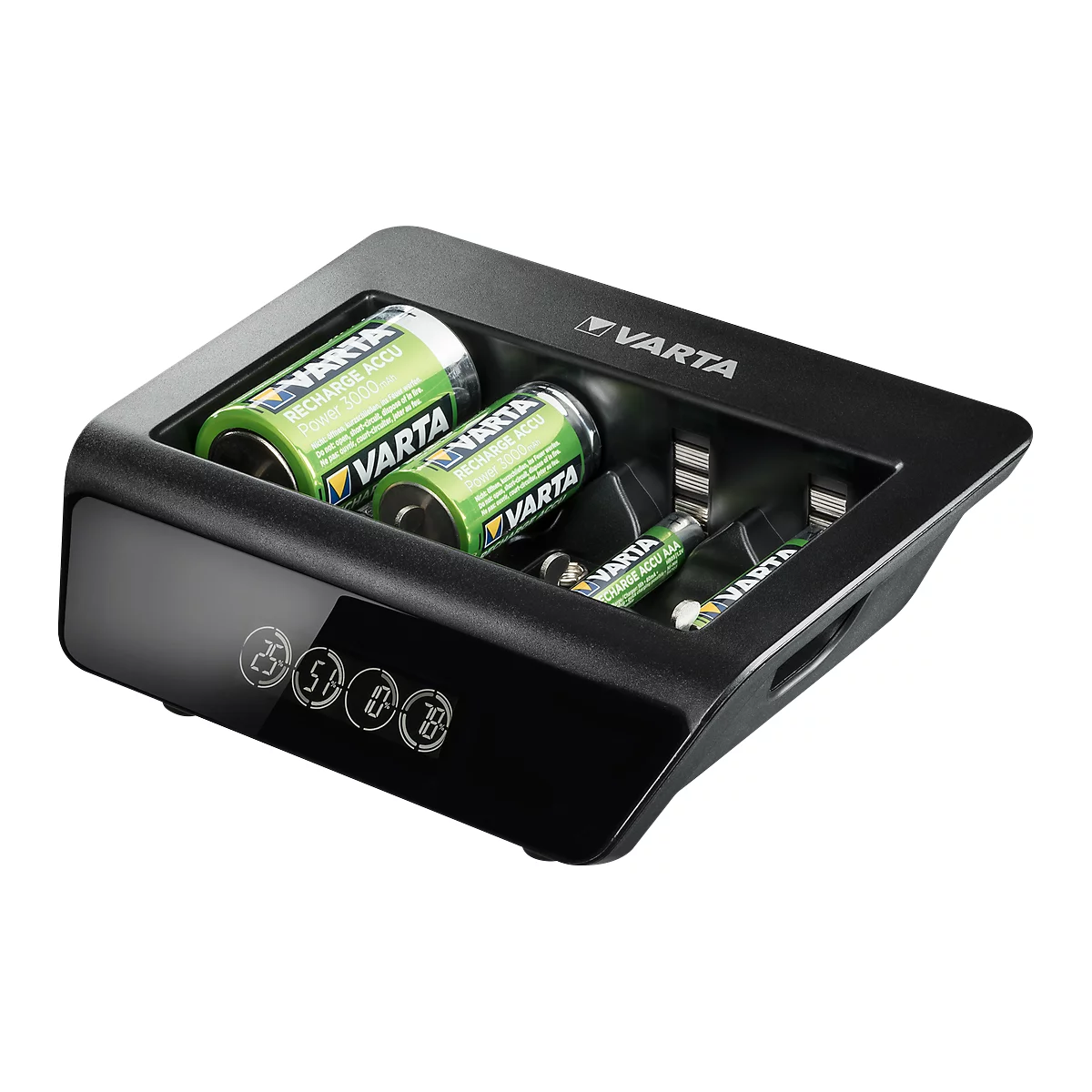 Chargeur de batterie Varta LCD Universal Charger, pour 4 x Mignon AA/Micro AAA/C/D ou 1 x 9 V, 1 x USB, écran LCD