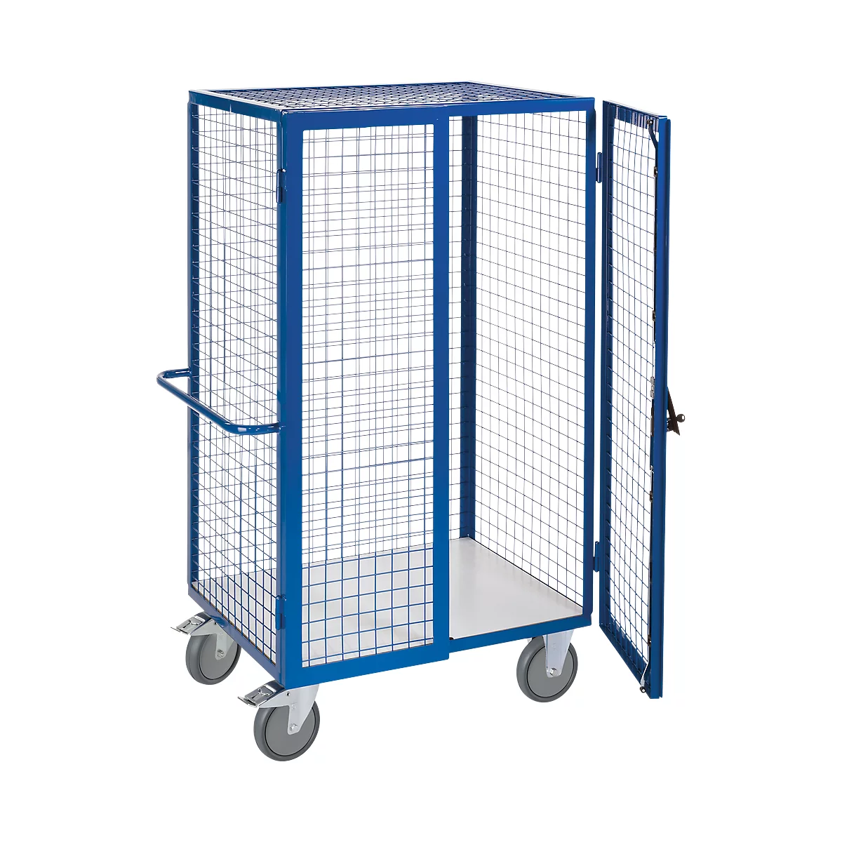 Chariot à armoire avec grille ESD avec serrure à cylindre, 980 x 700 mm