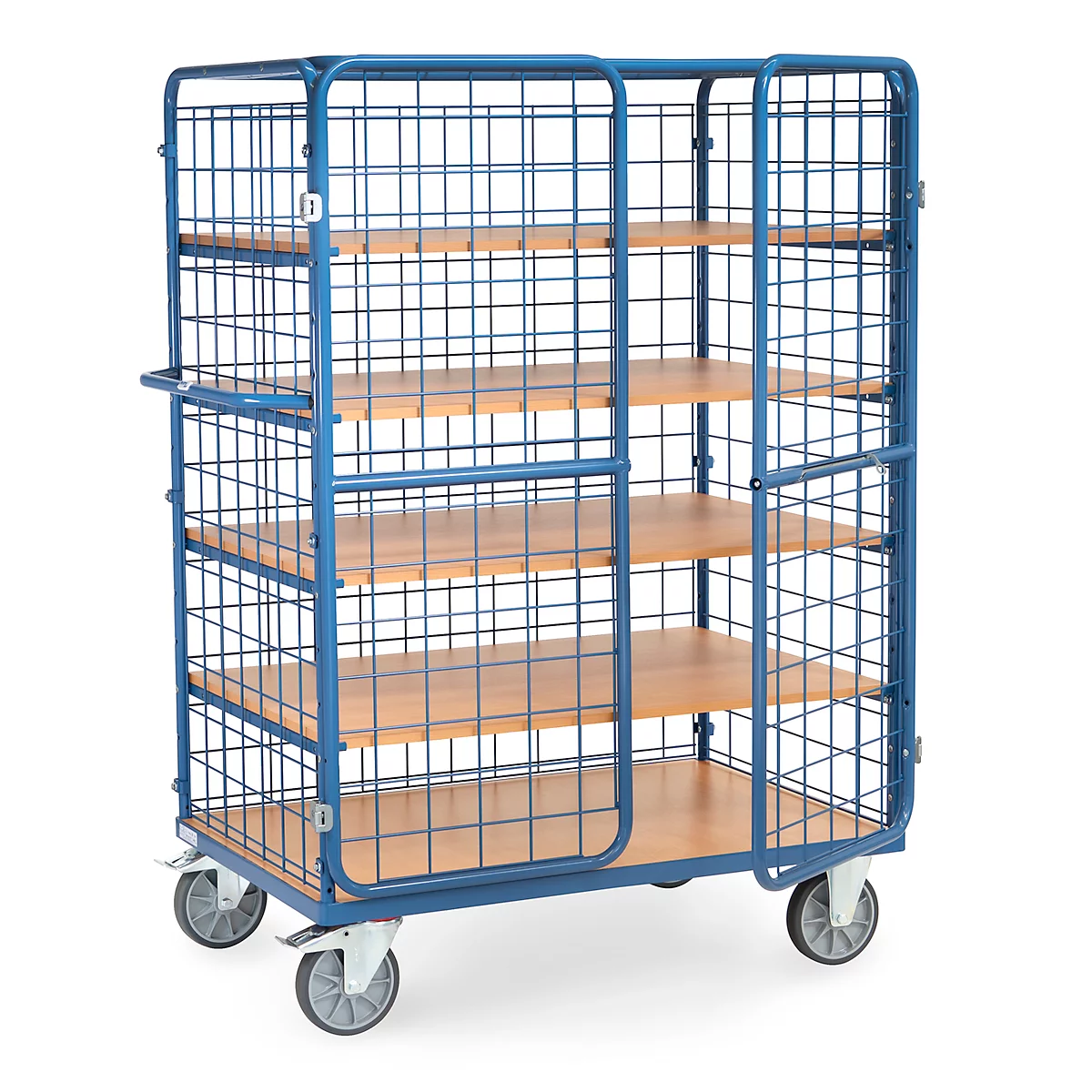 Chariot à colis fetra®, 5 étagères, grillage métallique avec doubles portes verrouillables, jusqu'à 600 kg, L 1200 x l 800 mm