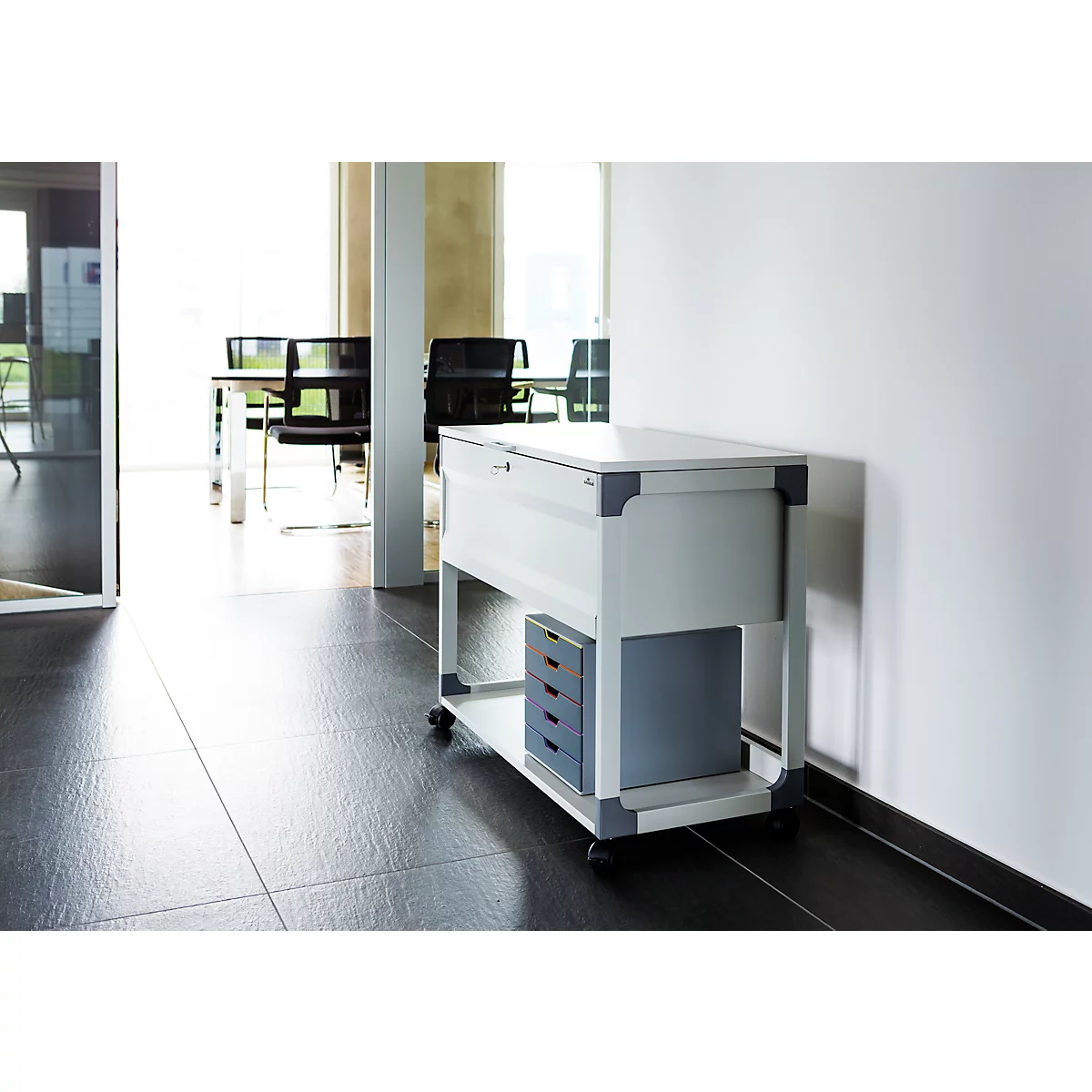 Chariot à dossiers suspendus System File Trolley 100 Multi Top, gris