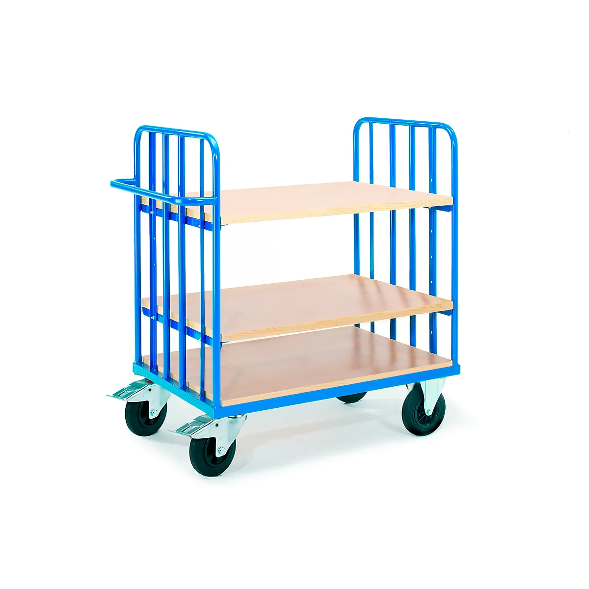 Chariot à étage avec poignée de poussée, 1200 x 800 mm, répartition variable pour les socles des étages