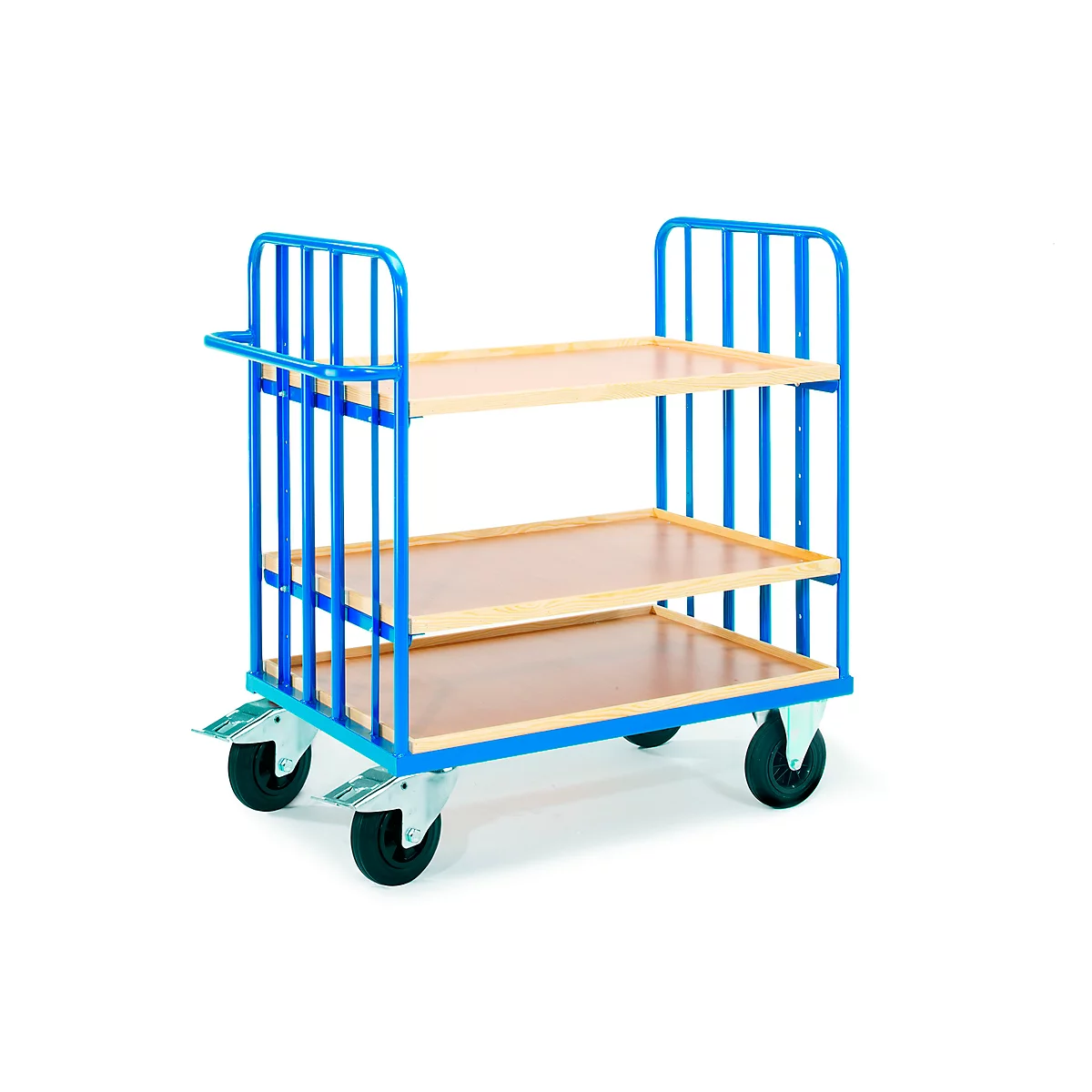 Chariot à étage avec poignée de poussée, 975 x 675 mm, répartition variable pour les caisses des étages