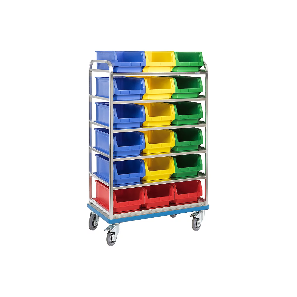 Chariot à étagère G®-Rack E 2801 GMÖHLING, ajouré, jusqu’à 300 kg, 6 étages, pour 18 bacs à bec
