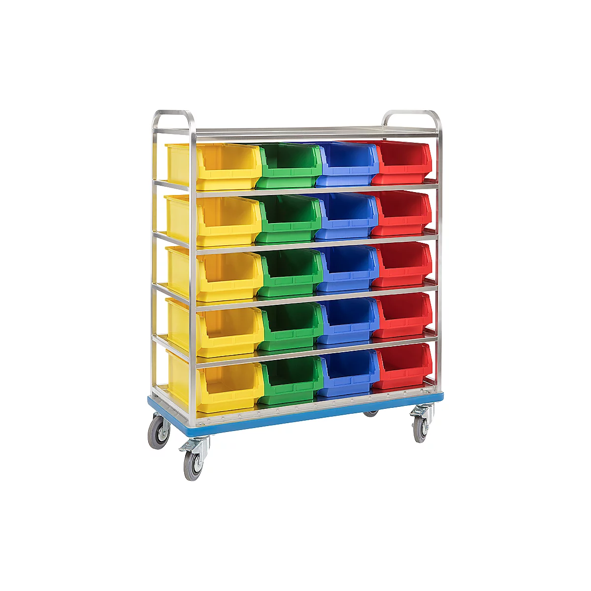 Chariot à étagère G®-Rack E 2801 GMÖHLING, ajouré, jusqu’à 300 kg, 6 étages, pour 24 bacs à bec
