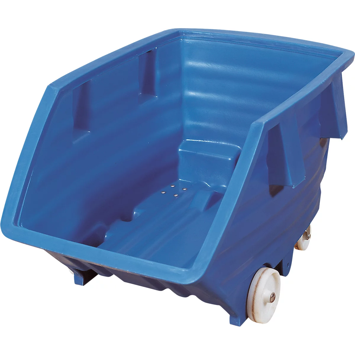 Chariot basculant, polyéthylène, bleu, L 960 x P 1440 x H 825 mm, 500 l, hauteur de déversement 460 mm, jusqu'à 150 kg