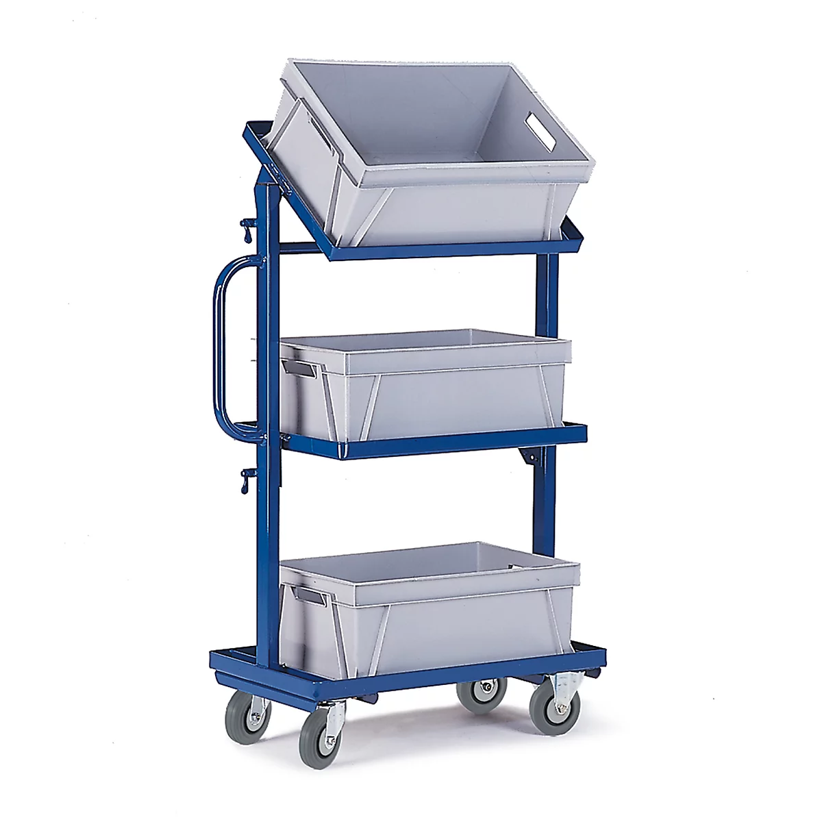 Chariot d'appoint, avec étagères en bois, sans caisses au format euro, inclinable