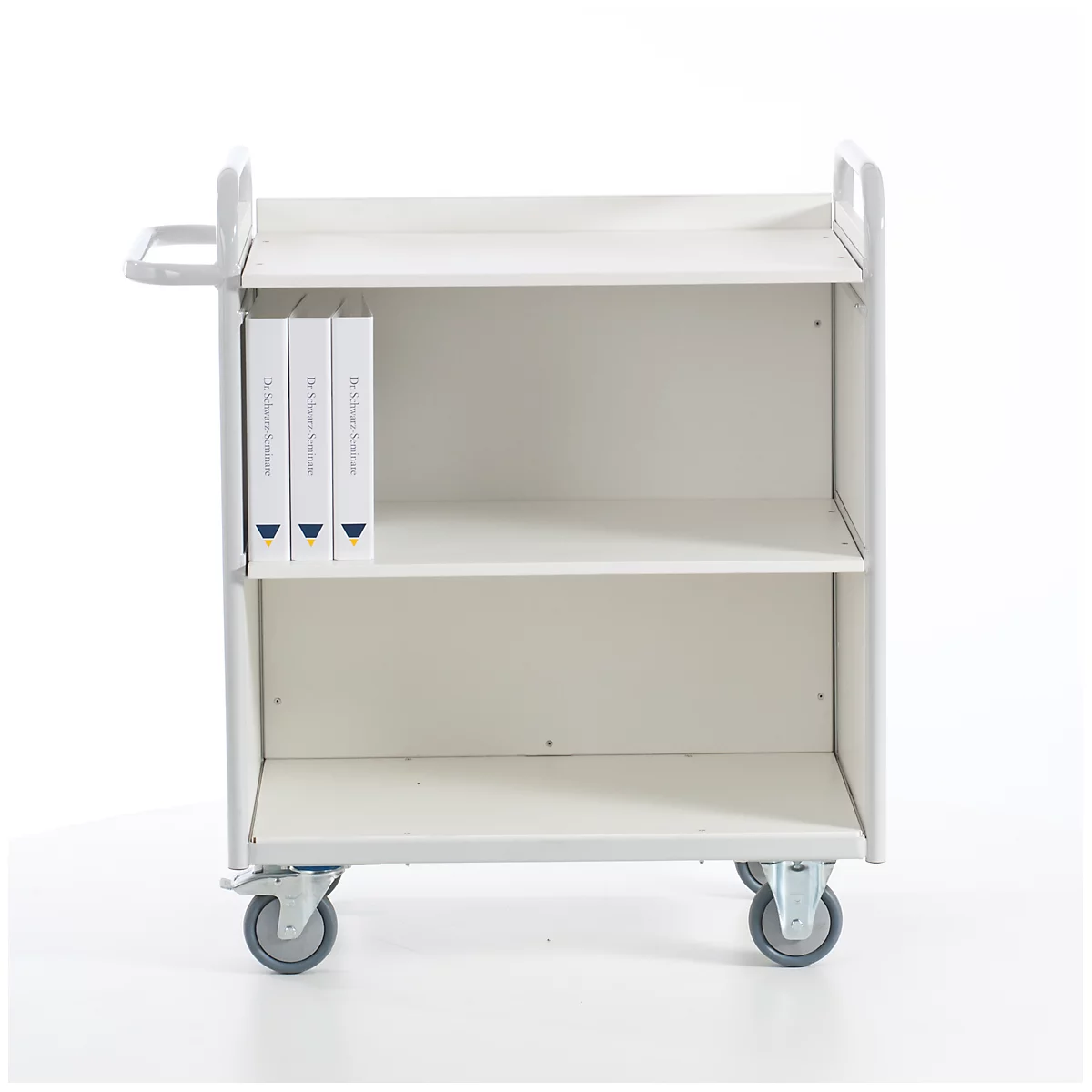Chariot de bureau avec panneaux latéraux et arrière, 800 x 490 mm, capacité de charge 150 kg