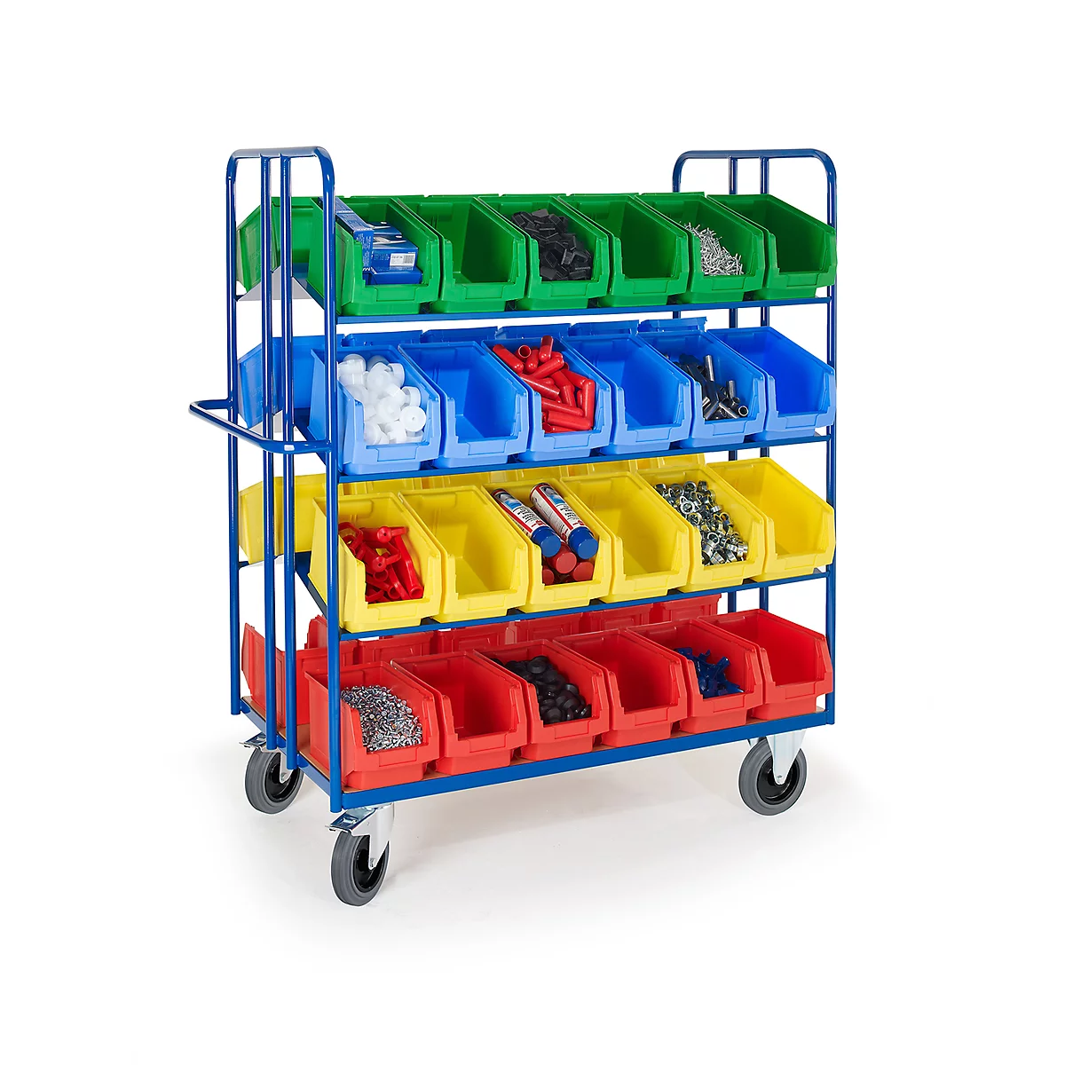Chariot de courses avec 3 plans d'appui à 20° double côté