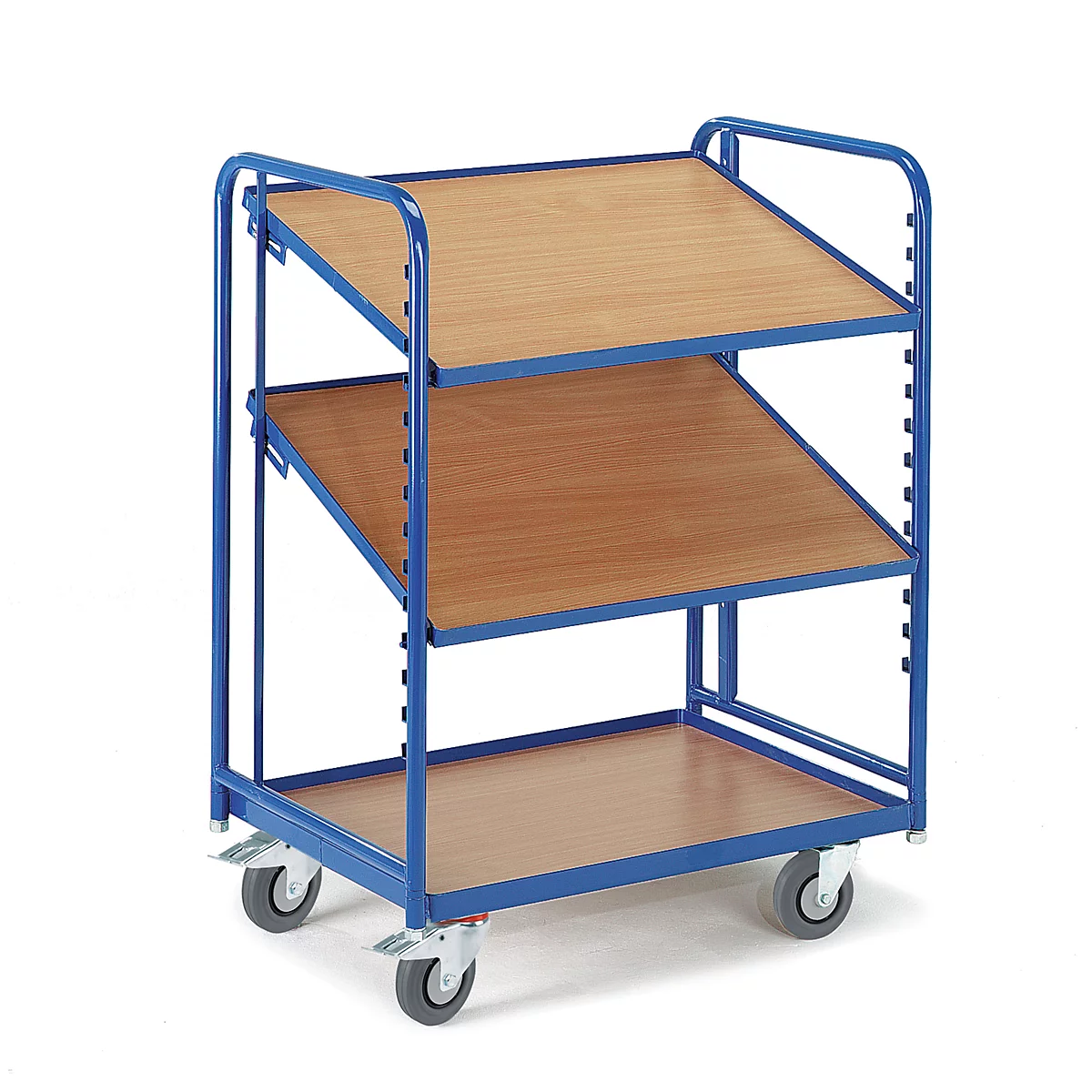 Chariot de préparations de commandes Rollcart, avec 3 étages avec socle, L 820 x l. 620 x H 1350 mm, capacité de charge 200 kg