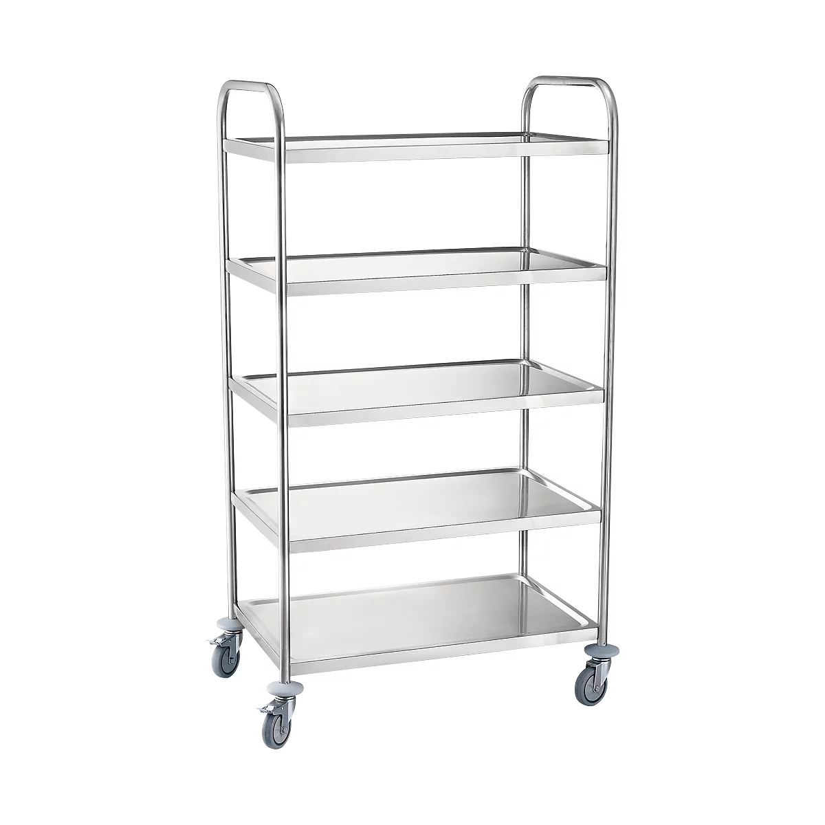 Chariot de service et desserte, inox, Surface de chargement L 820 x l. 500 mm, capacité de charge 250 kg, 5 étages
