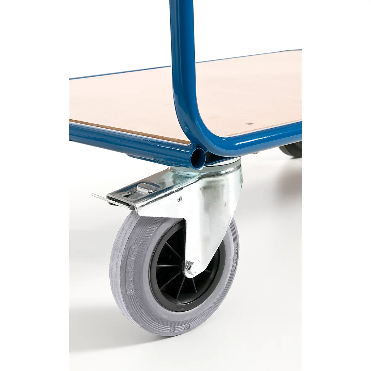 Chariot de transport à 2 étages Rollcart - L 1000 x l. 700 mm - capacité de charge 500 kg - roulettes en TPE - bleu gentiane RAL 5010