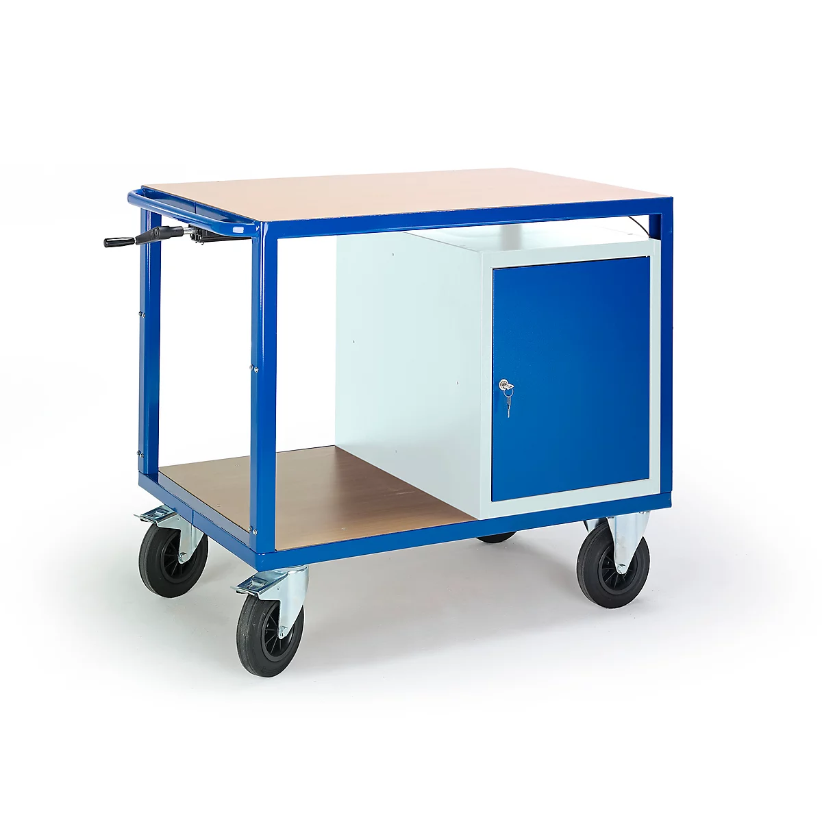 Chariot de transport à hauteur ajustable, 1090 x 700 mm, avec armoire en acier mm, capacité de charge 400 kg