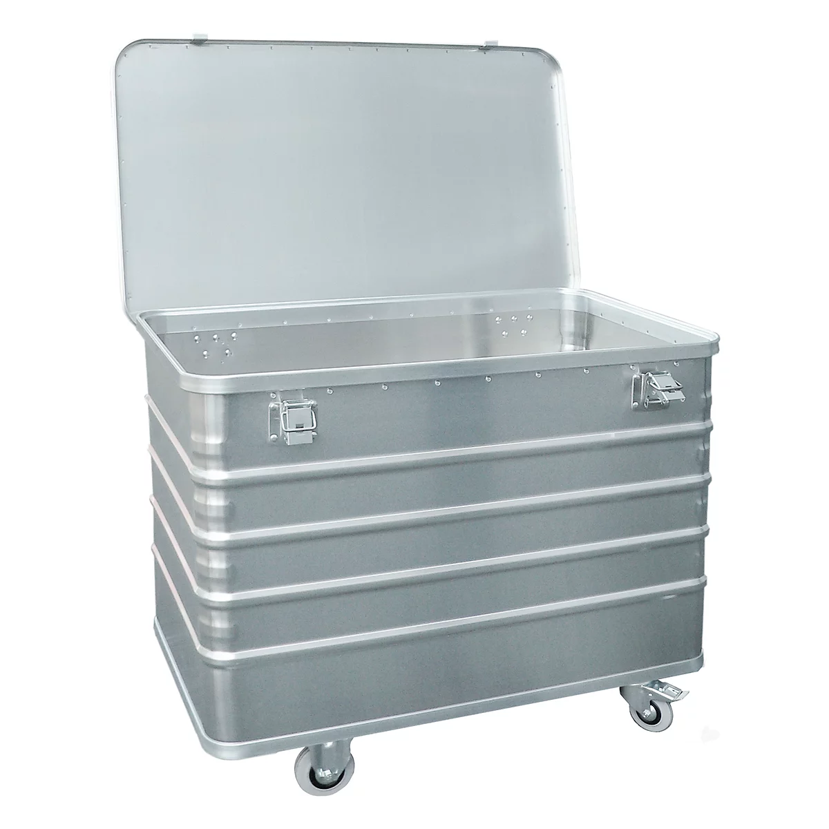 Chariot de transport en aluminium, avec couvercle et serrure à cylindre, 223 L