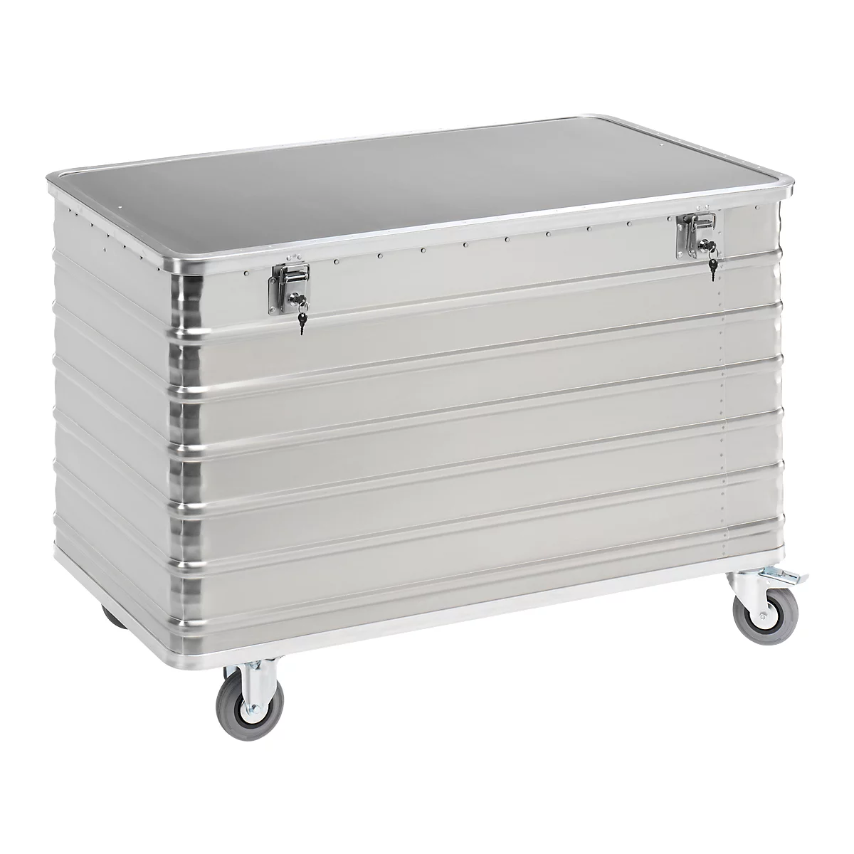Chariot de transport en aluminium, avec couvercle et serrure à cylindre, 560 L